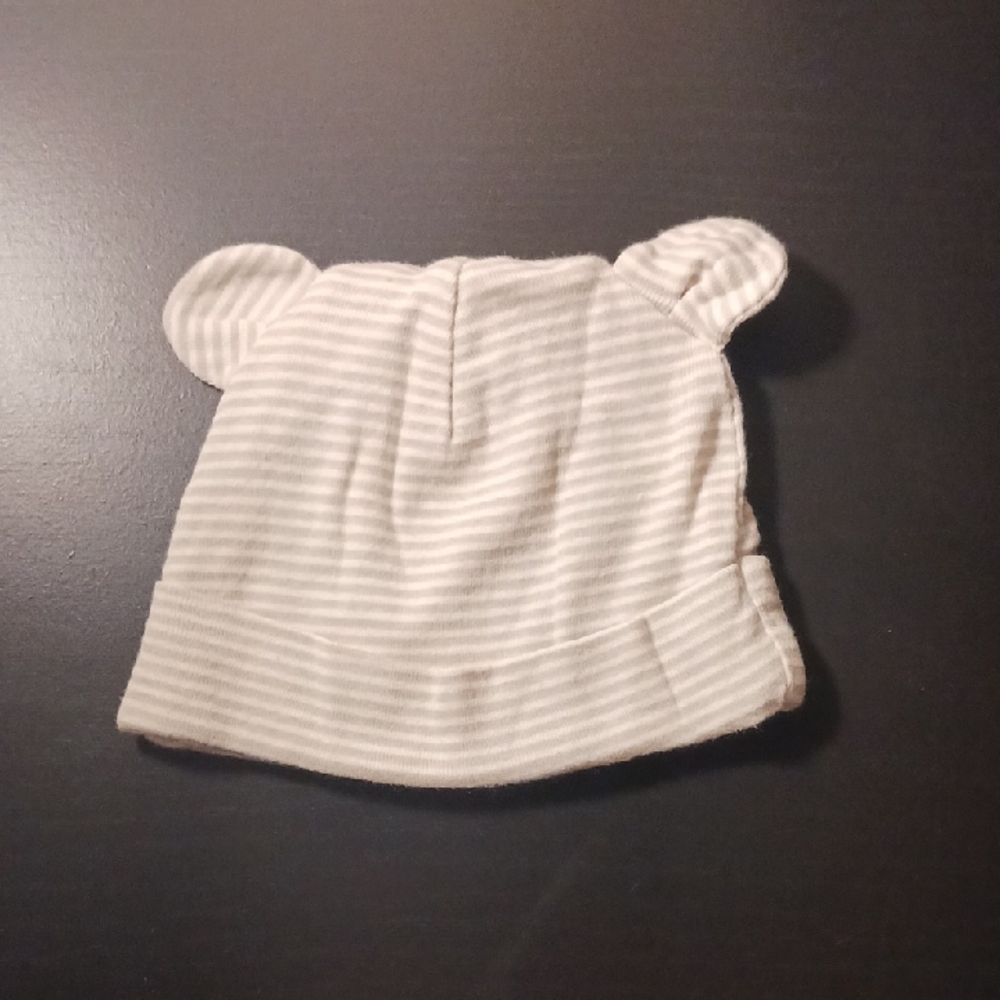Striped Gray Kids Beanie with Ears